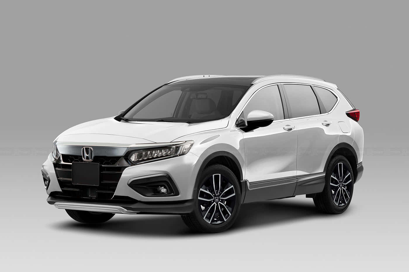 Honda Cr-v 桌布 壁紙 — 一輛時尚的白色本田CR-V SUV在乾淨的攝影棚中展示，配有柔和燈光和灰色背景。