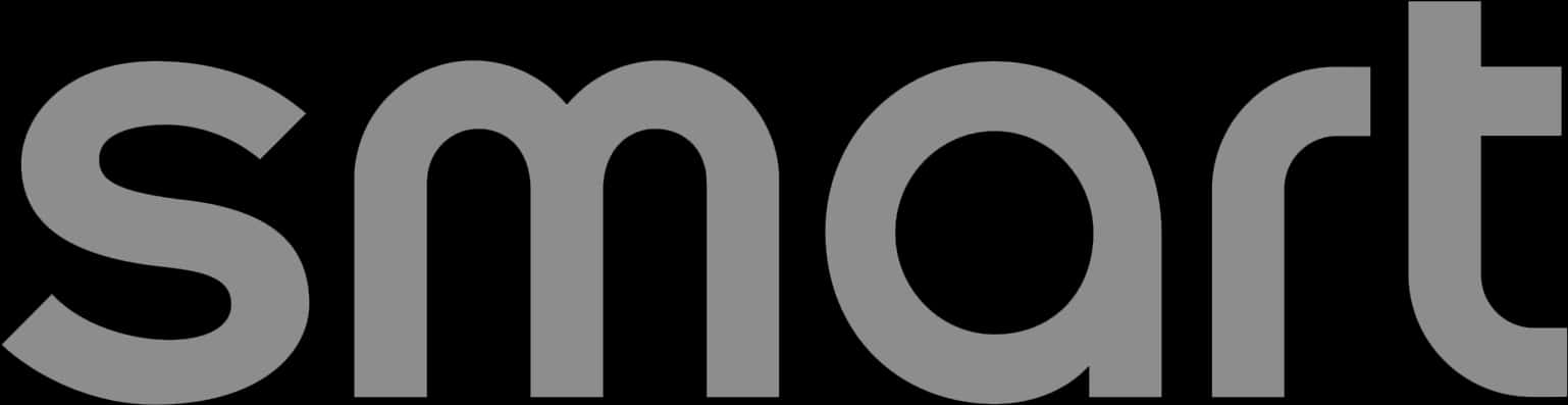 黑白 Smart 標誌 壁紙 — 在純黑色背景上，以粗體灰色無襯線字體顯示的單詞 smart。
