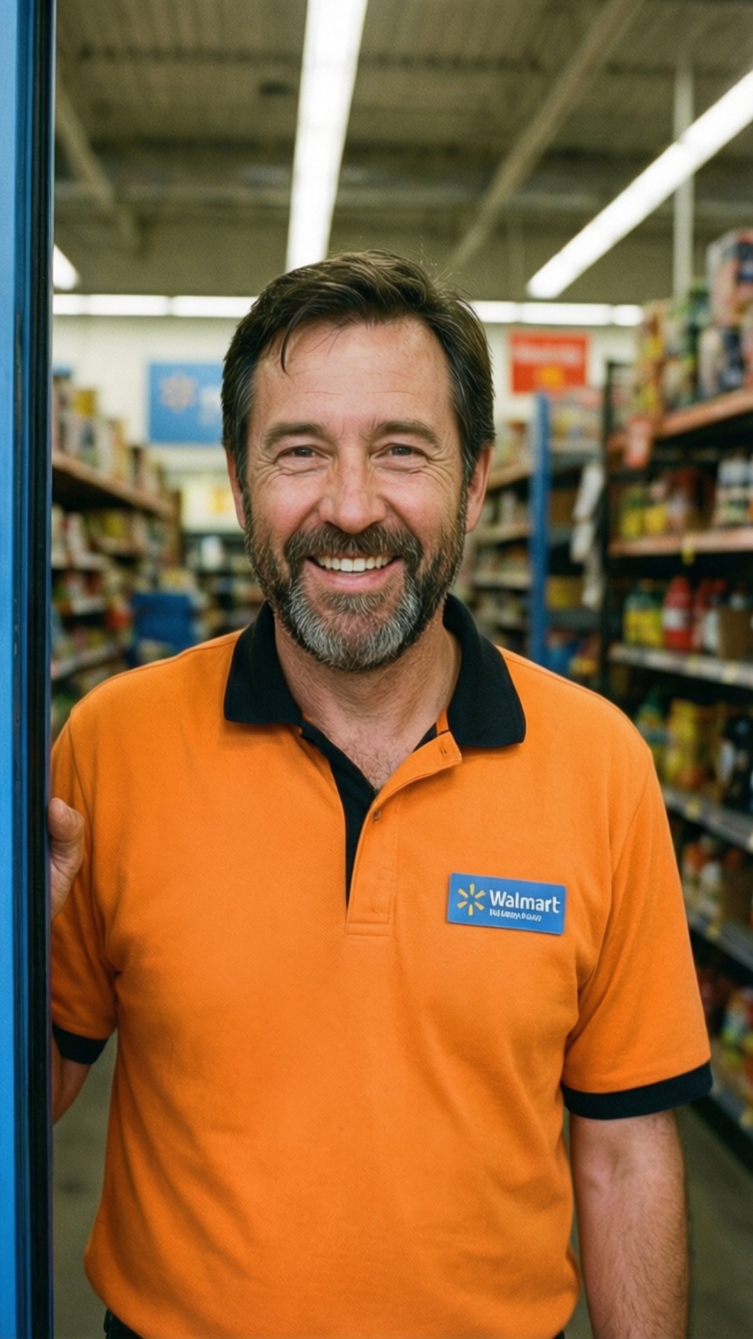 Walmart員工在零售店走道微笑