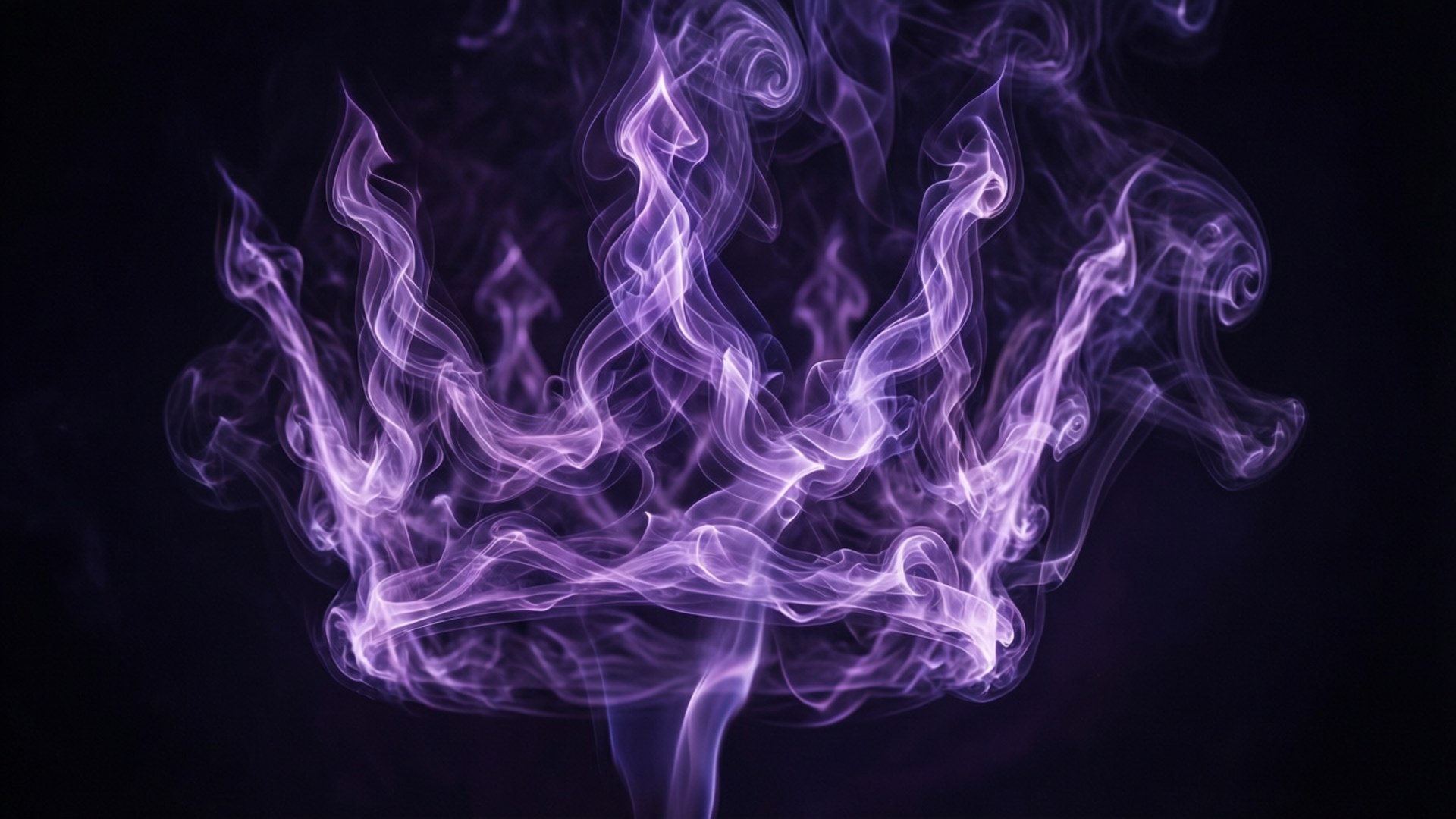 一個由旋轉的紫色煙霧製成的王冠，背景為黑暗