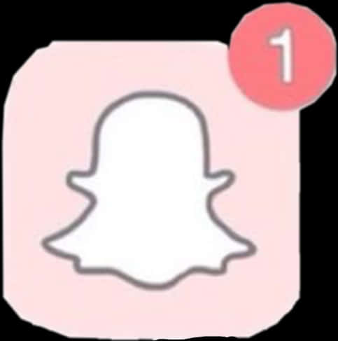 Snapchat通知圖示 壁紙 — 粉紅色嘅Snapchat應用程式圖示，帶有白色鬼魂輪廓同紅色通知徽章，顯示數字一。