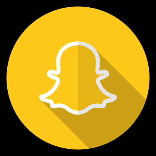 Snapchat標誌黃色背景 壁紙 — 一個極簡風格的白色Snapchat鬼魂圖標，輪廓在鮮黃色圓形背景上，帶有長陰影。