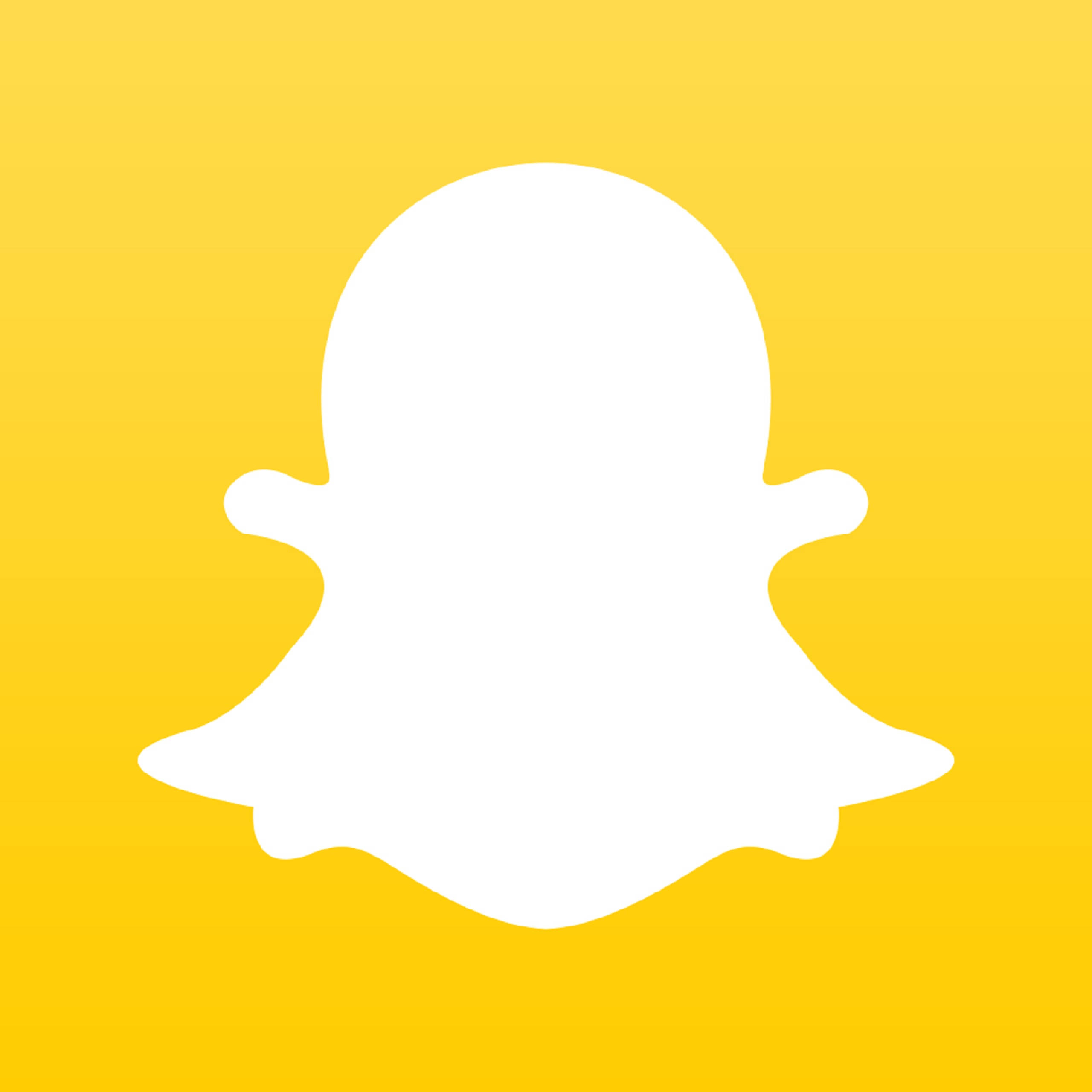 Snapchat 最簡約黃色圖標 壁紙 — 一個白色鬼魂剪影居中於純黃色背景上。