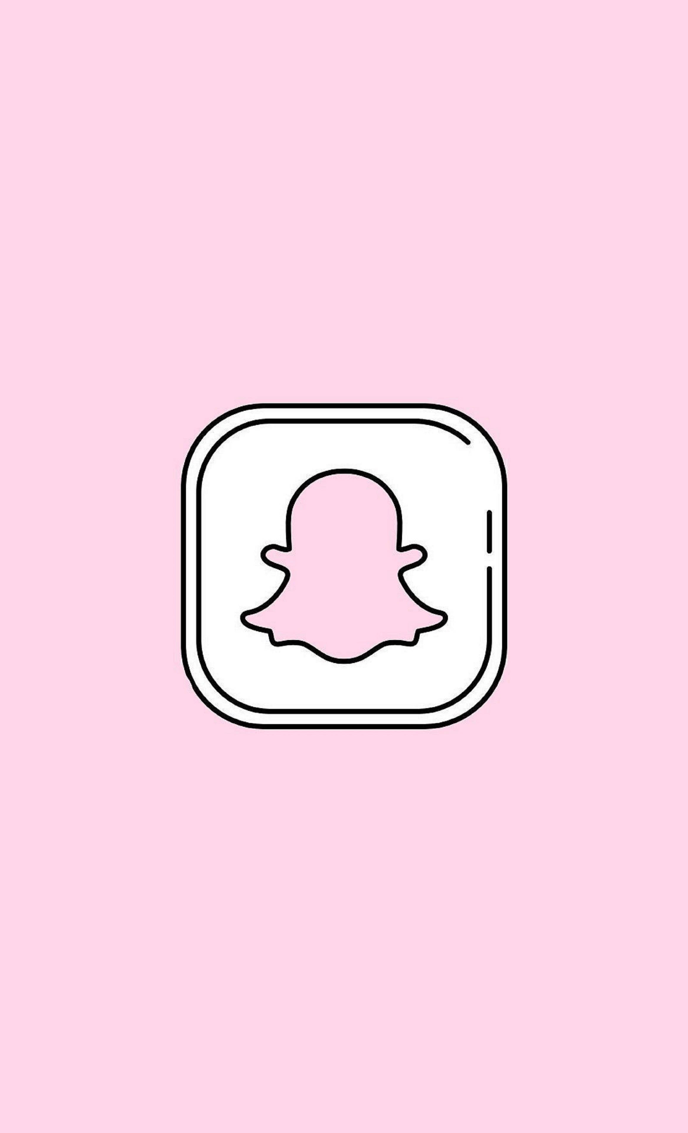 Snapchat 與 Instagram 粉紅色圖標 壁紙 — 一個極簡的粉紅色Snapchat應用程式圖標，居中放置在純色粉彩粉紅背景上。