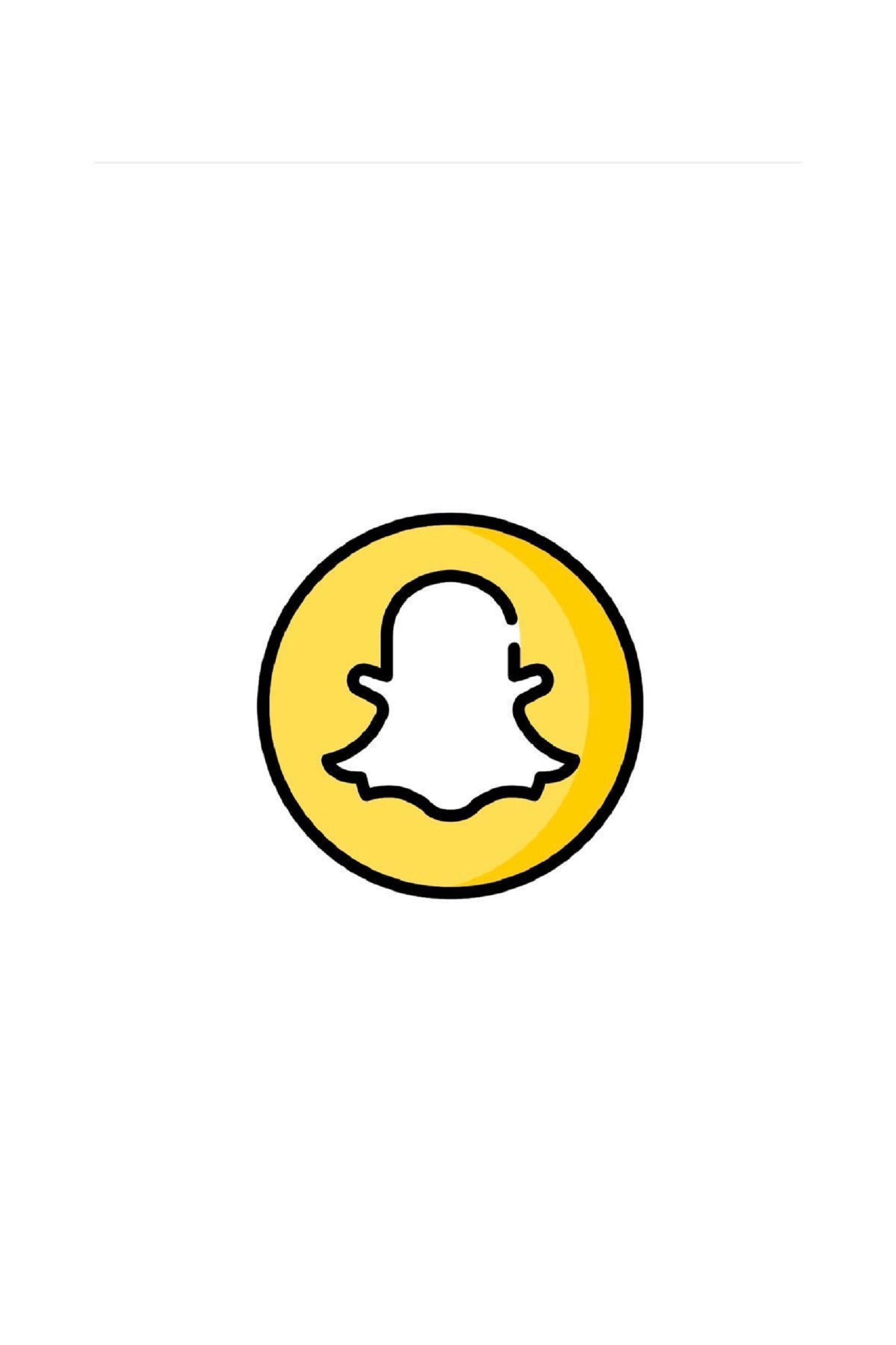 Snapchat圖標於Instagram 壁紙 — 一個亮黃色圓形Snapchat標誌，中央有一個白色鬼魂剪影，置於純白背景上。