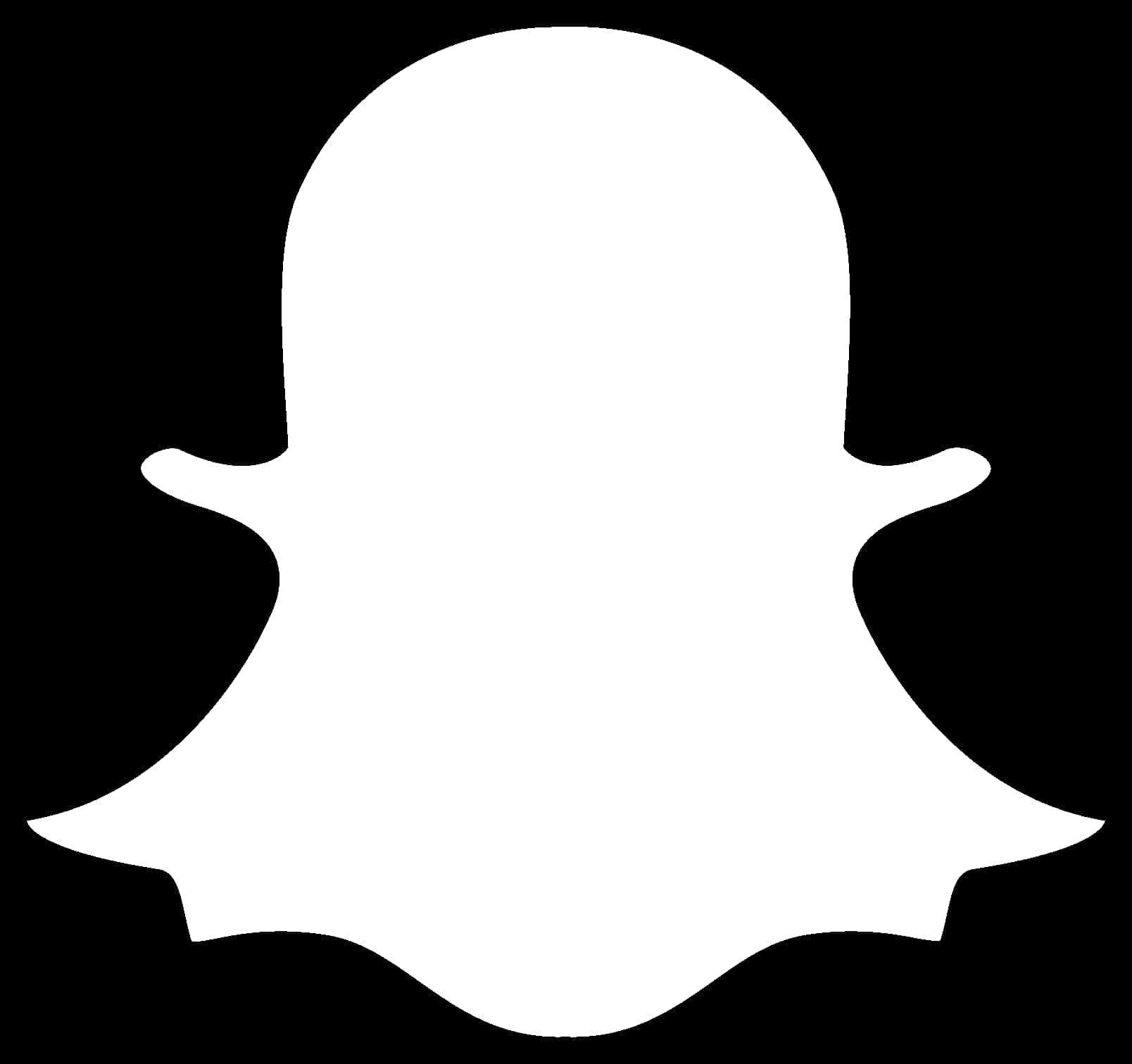 Snapchat幽靈標誌 壁紙 — 一個極簡風格的白色鬼魂剪影在純黑色背景上顯得格外突出。