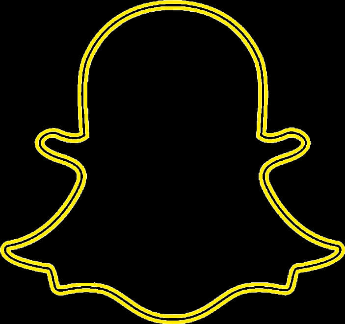 Snapchat幽靈輪廓標誌 壁紙 — 在純黑色背景上，Snapchat 鬼魂標誌的發光黃色輪廓。