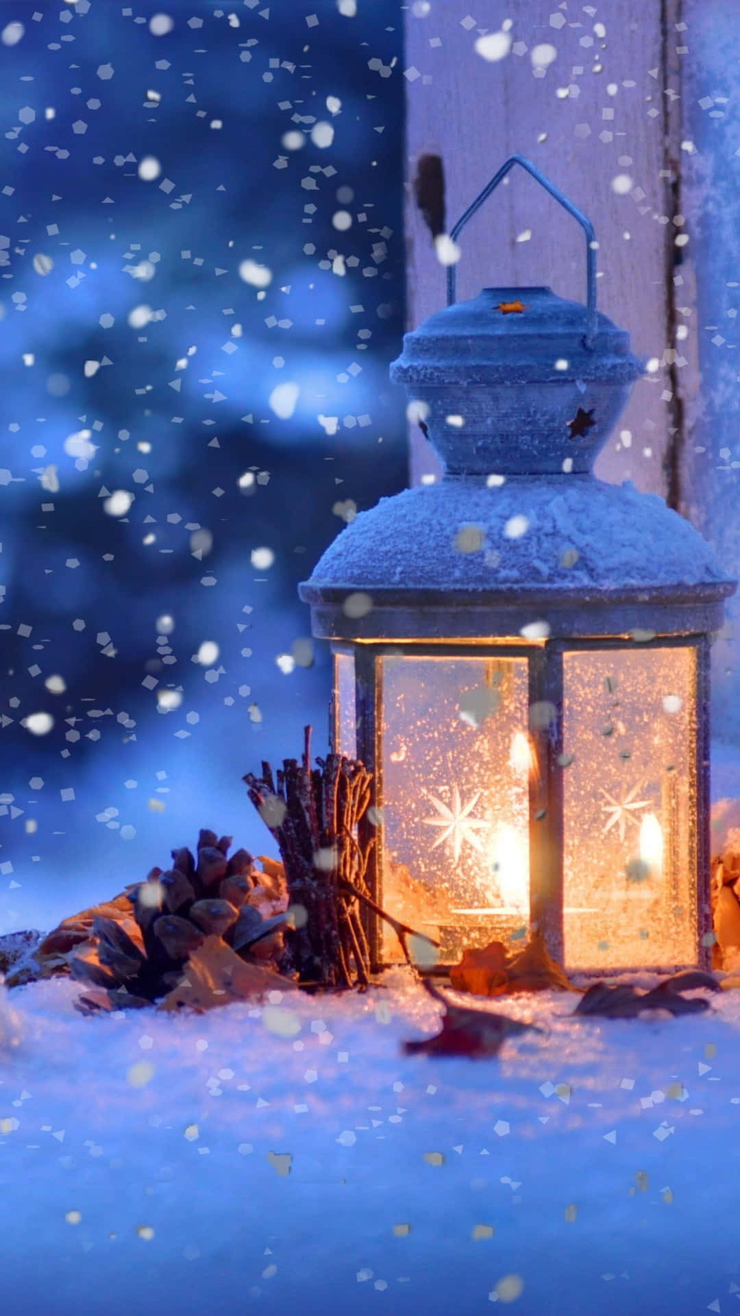 雪中點亮的燈籠 壁紙
