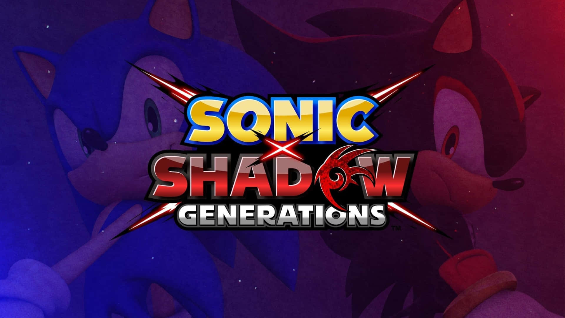  壁紙 — Sonic 和 Shadow 站在宇宙背景中，遊戲標題以粗體風格字體發光。