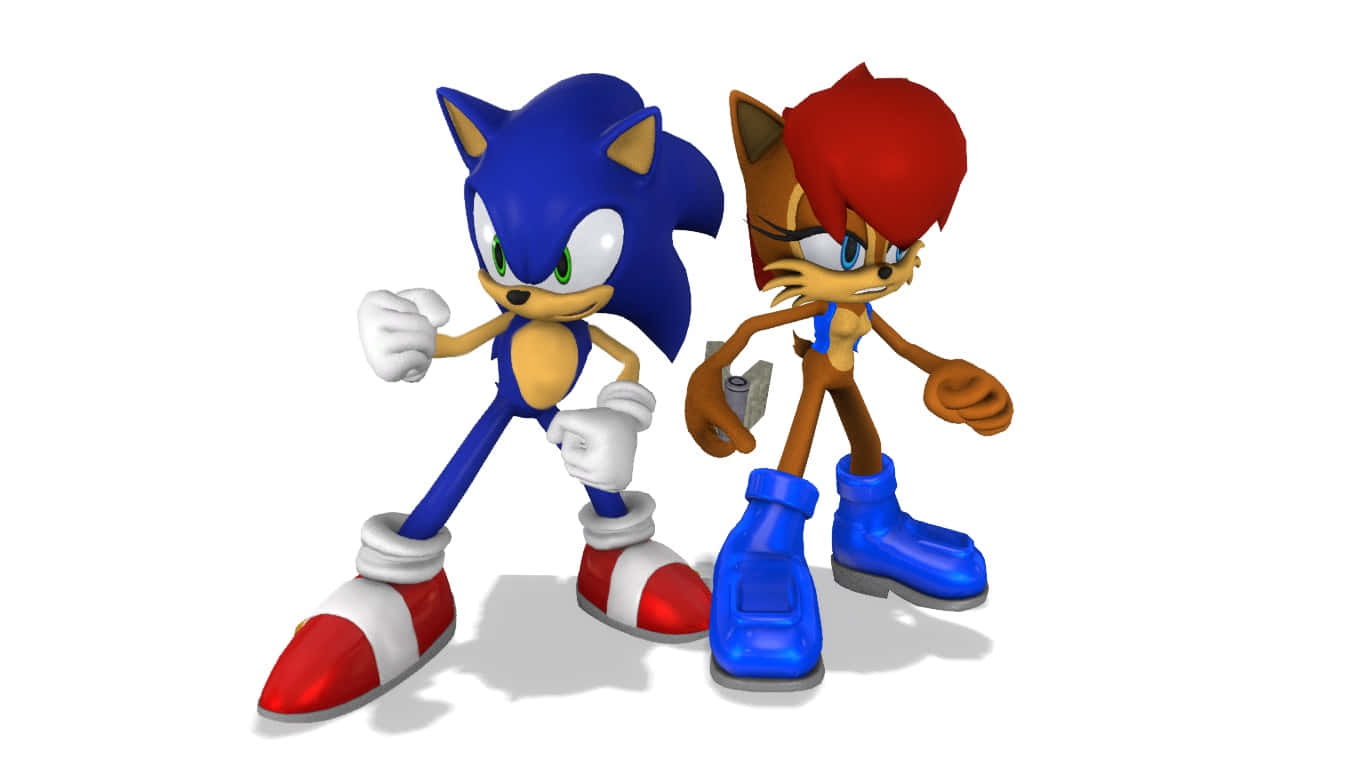 Sonic And Sally 桌布 壁紙 — Sonic the Hedgehog 與 Tails 以動態姿勢並排站立在純白色背景前。