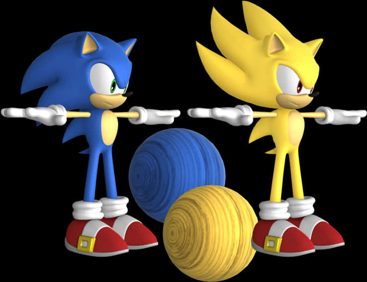 Sonic與超級Sonic同毛線球 壁紙