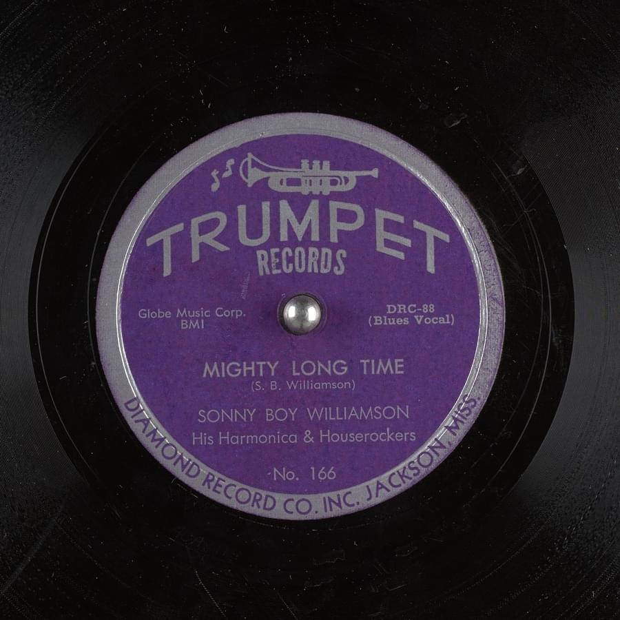 Sonny Boy Williamson 的 Mighty Long Time 藍調聲樂唱片的復古小號唱片標籤。