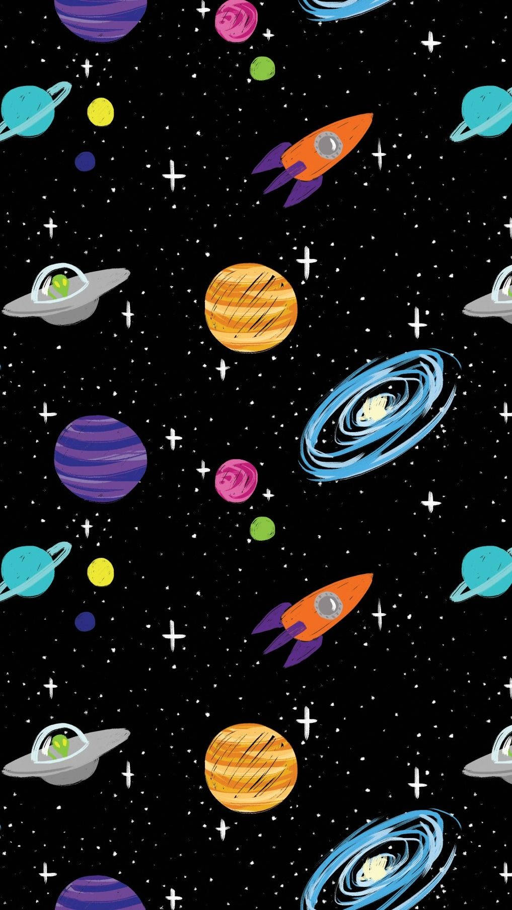 太空行星塗鴉圖案