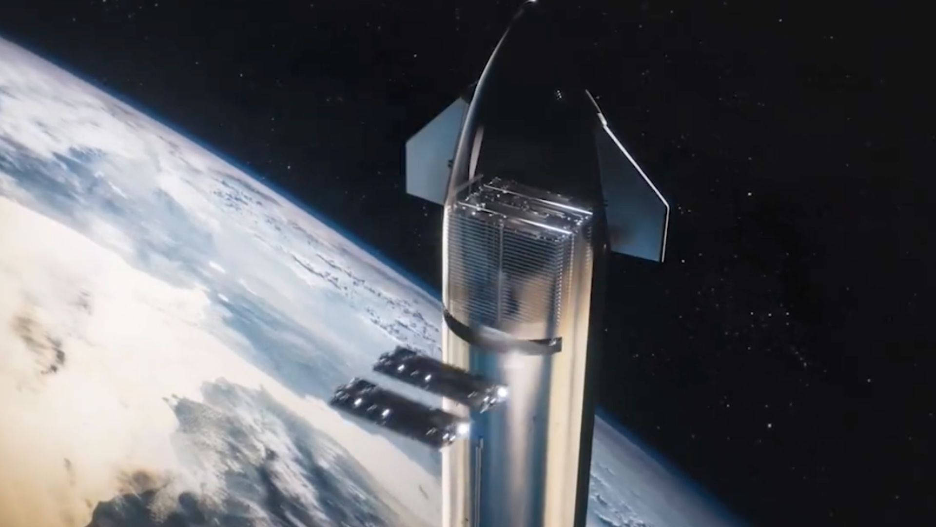 太空中地球上方銀色火箭，背景有星星