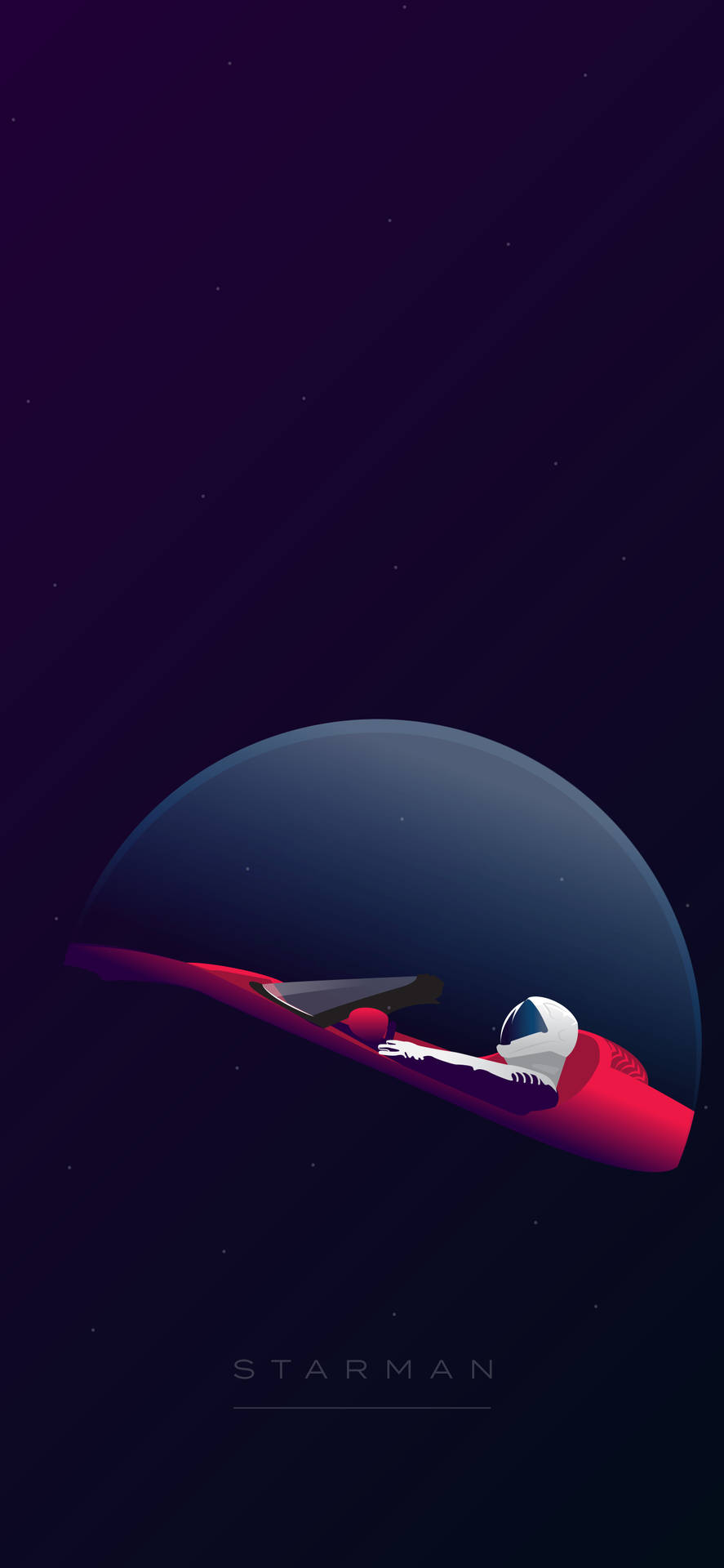 太空人在紅色太空船中漂浮在深空行星附近 — Spacex GIF 壁紙