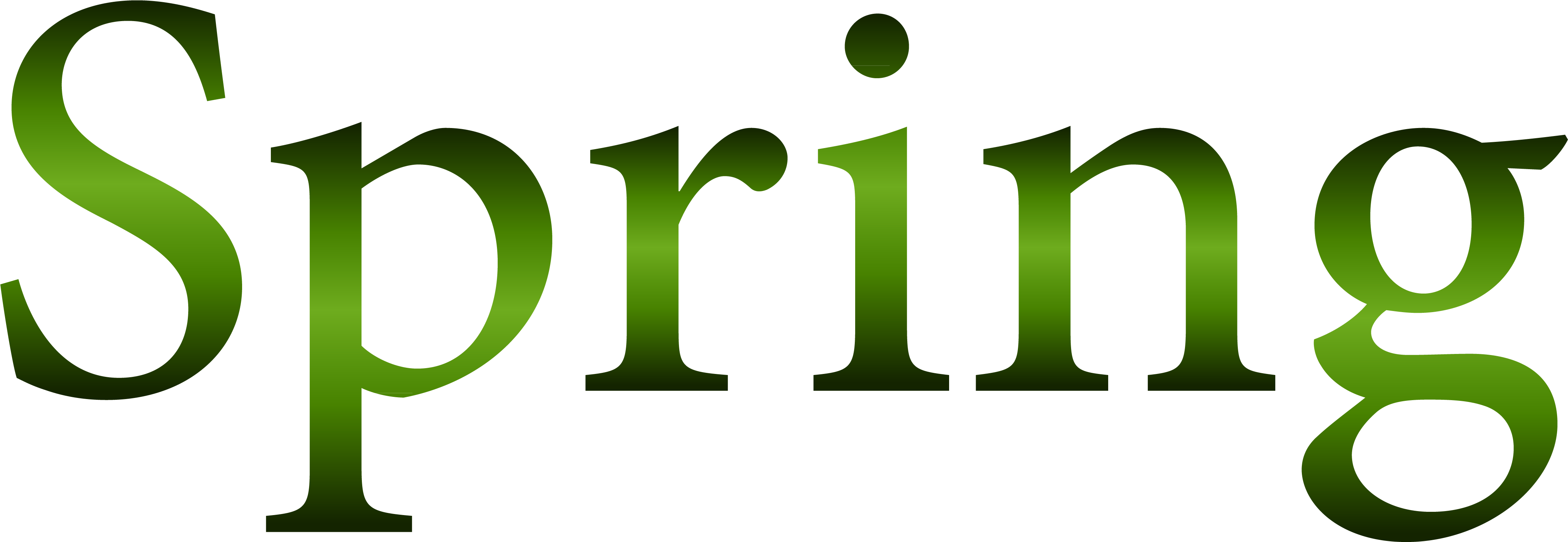 Spring框架標誌 壁紙 — 「Spring」一詞在純黑色背景上以綠色漸變發光，帶有柔和的光效。