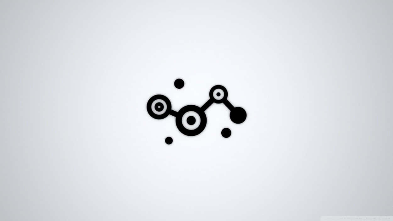 Steam 標誌極簡設計高畫質 壁紙 — 極簡黑色分子結構圖示漂浮在柔和的灰色漸變背景上。