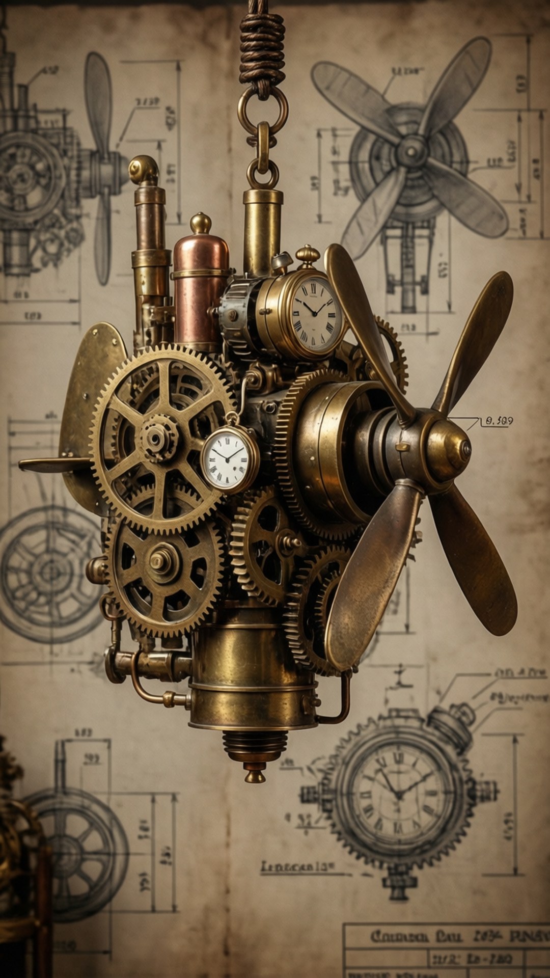 Steampunk 齒輪掛飾手機 壁紙
