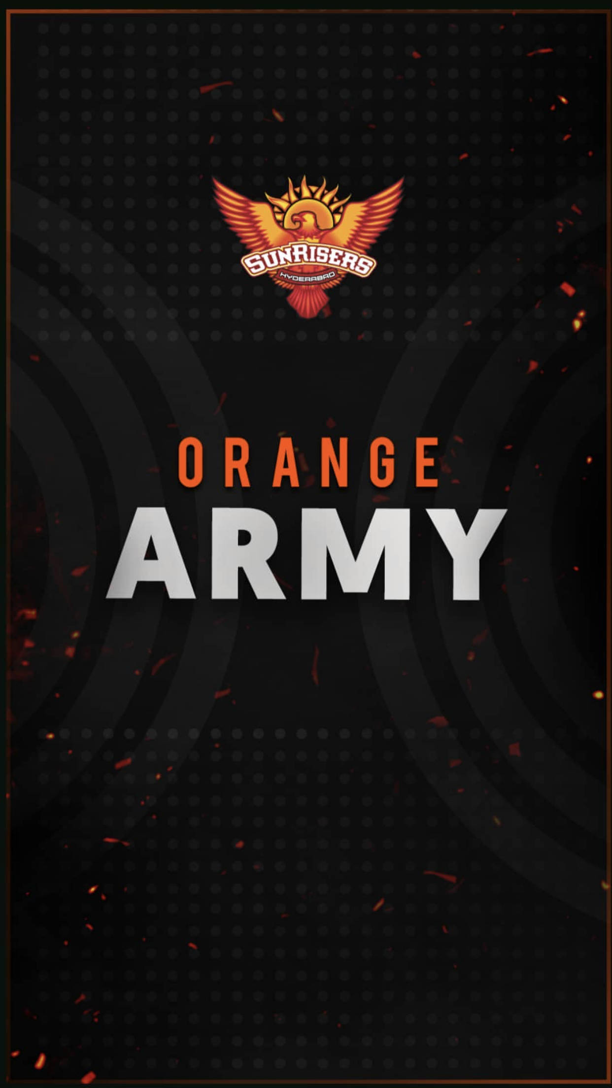 Orange Army運動隊標誌，在黑色背景上帶有火熱的橙色火花。