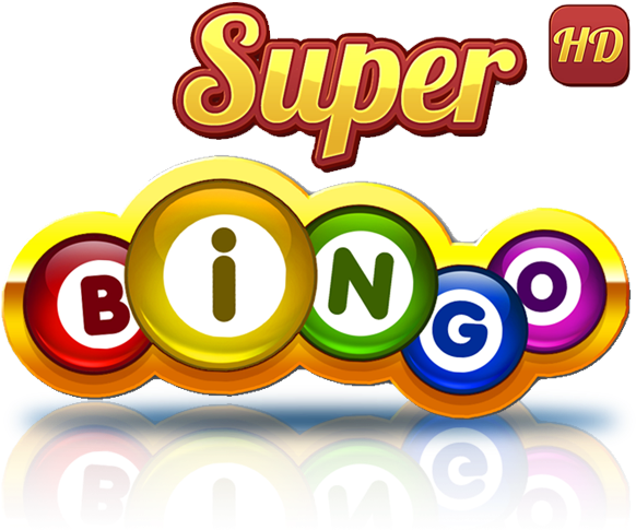 Super Bingo高清標誌 壁紙 — 鮮豔光澤的賓果球在黑色背景上拼出「Super Bingo」，帶有彩色反射。