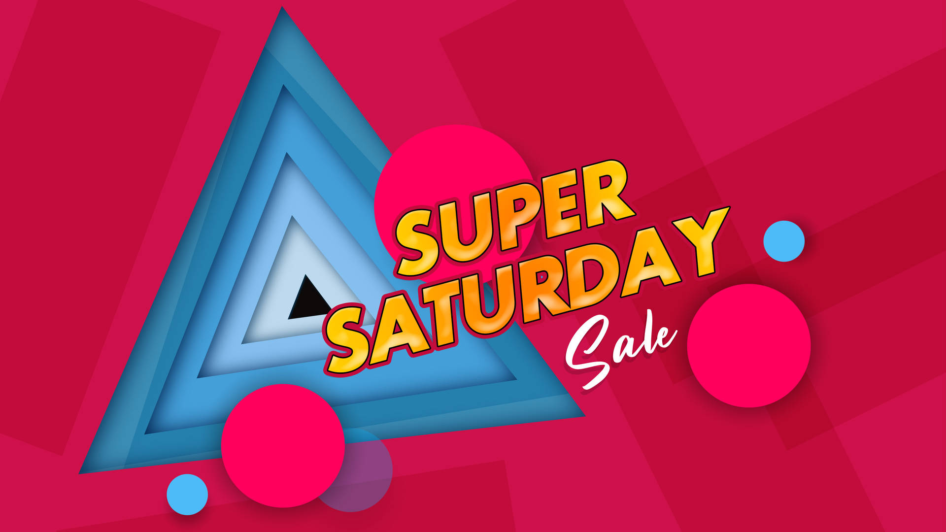 Super Saturday Sale 促銷圖形，帶有彩色形狀和粗體文字。