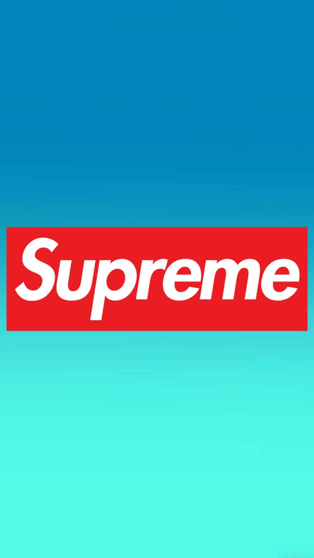 Supreme標誌在藍色藍綠色漸變背景上