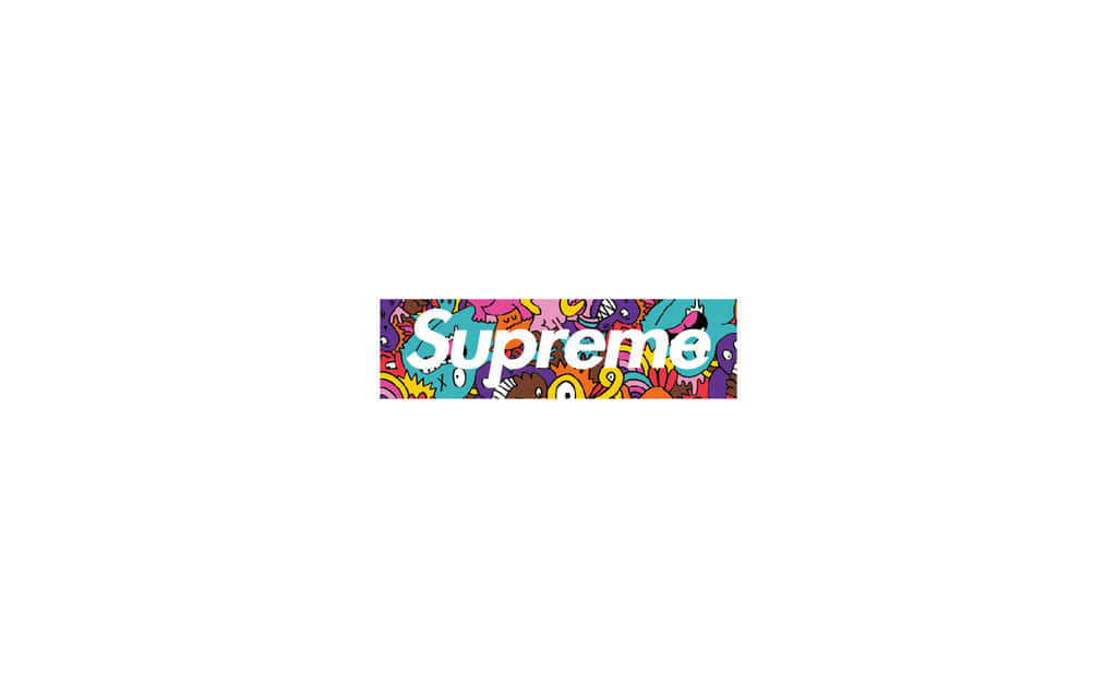Supreme 標誌搭配塗鴉風格的彩色背景。