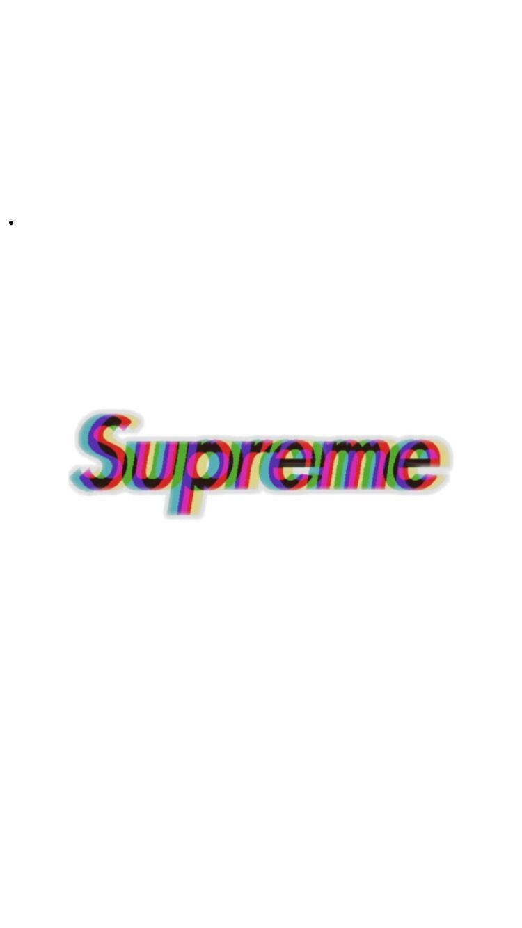 白色背景上帶有彩虹故障效果的Supreme標誌