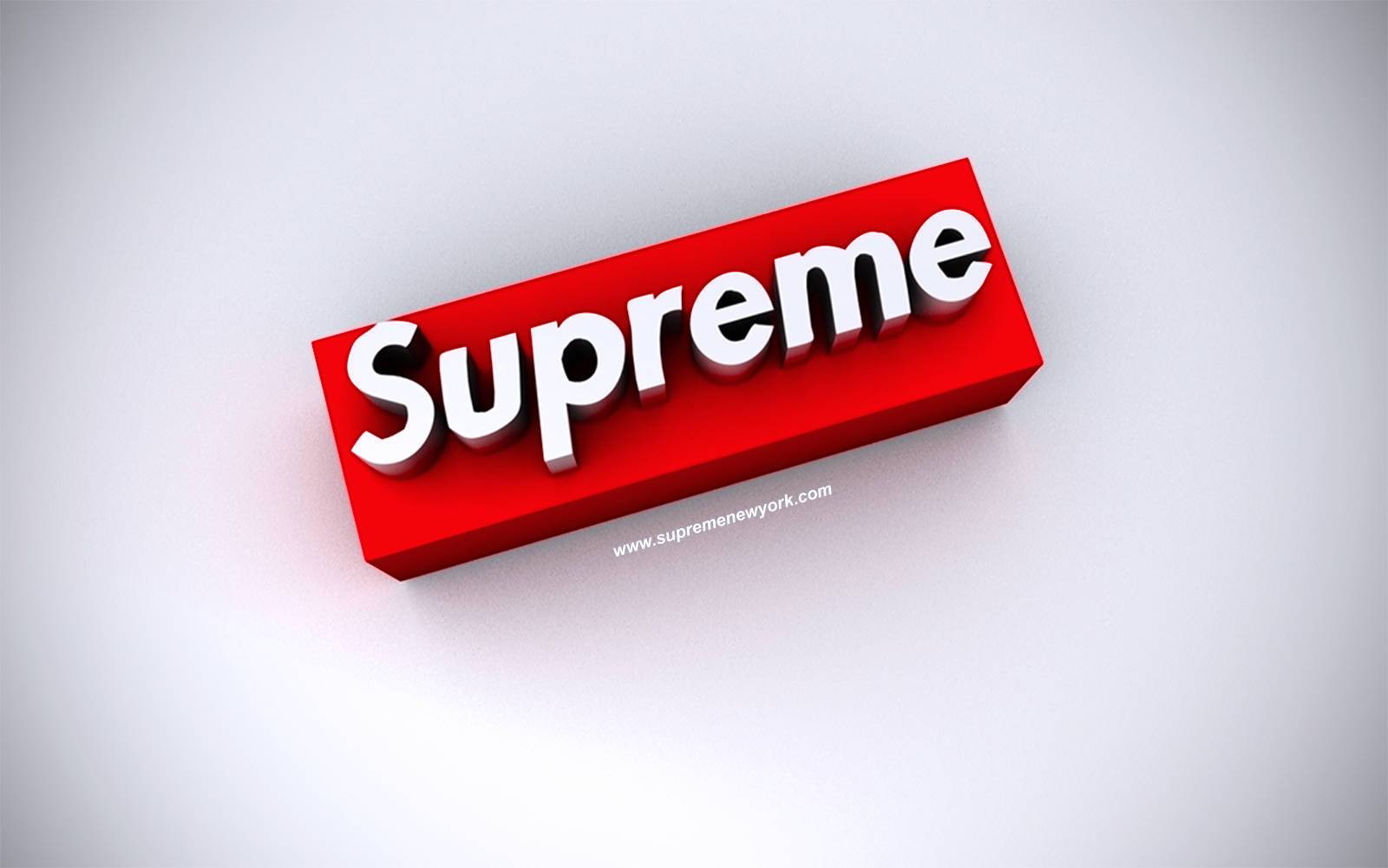 白色背景上帶有白色字體的紅色Supreme標誌盒子。