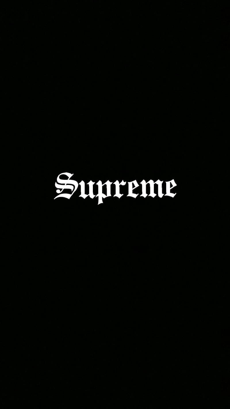 黑色背景上的白色Supreme標誌文字