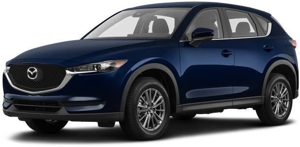 藍色馬自達跨界SUV 2023 壁紙 — 一輛時尚的深藍色馬自達CX-5 SUV，側面展示，帶有鍍鉻飾條和合金輪圈，背景透明。