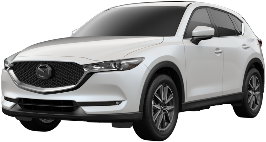 白色馬自達跨界SUV 壁紙 — 一輛時尚的白色Mazda CX-5 SUV在攝影棚燈光下，搭配乾淨的黑色背景。