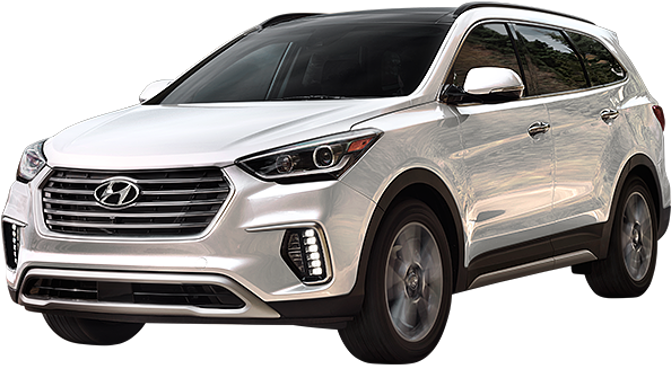 銀色現代SUV側面視圖 壁紙 — 一輛時尚的銀色Hyundai SUV以四分之三視角展示在透明背景上，帶有反射表面。