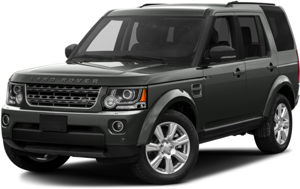 黑色路虎豪華SUV 壁紙 — 在工作室燈光下展示的時尚磨砂灰色 Land Rover Discovery SUV，帶有鍍鉻飾邊和合金輪圈。