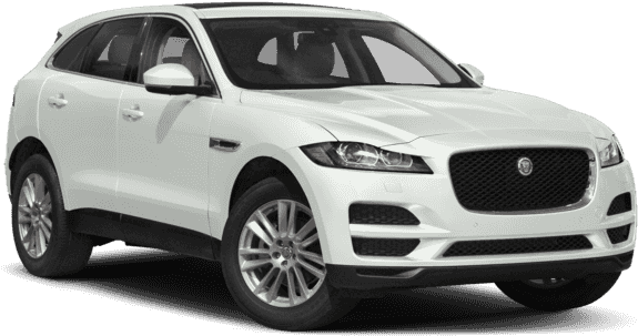 白色捷豹SUV側面視圖 壁紙 — 一輛純白色嘅Jaguar F-Pace SUV喺攝影棚中展示，線條簡潔，配以時尚合金輪圈。