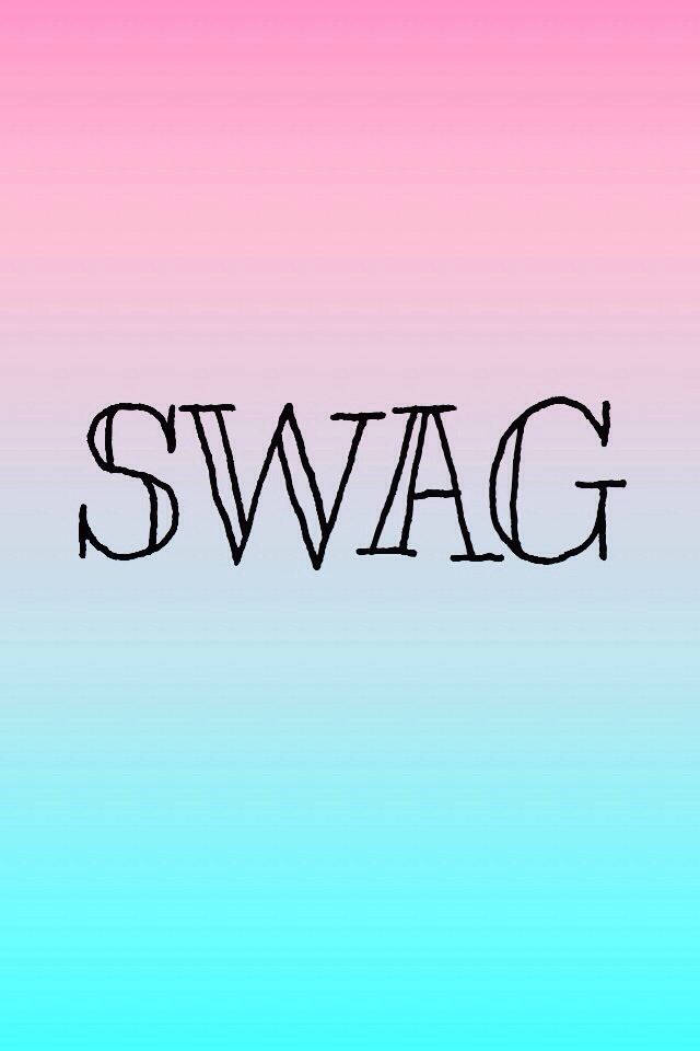 在粉紅色到青色漸變背景上的粗體黑色手寫文字 SWAG。