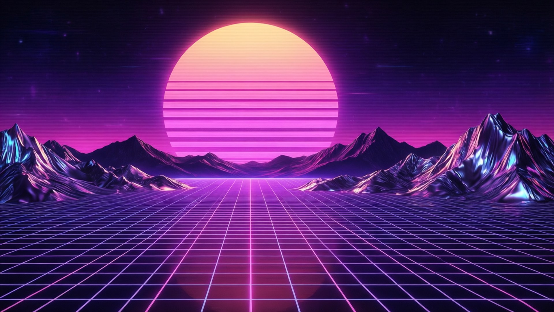 Synthwave 日落 壁紙