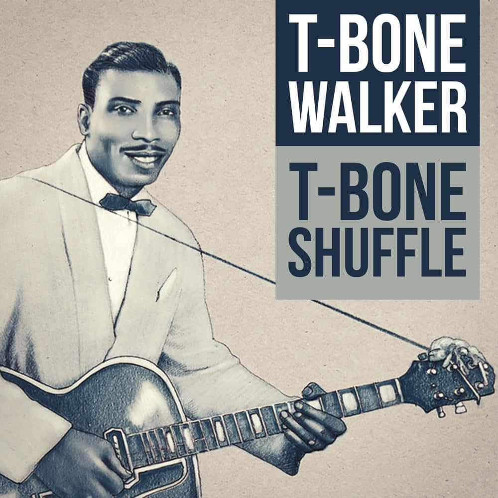 T-Bone Walker 在復古專輯封面藝術中彈奏結他。