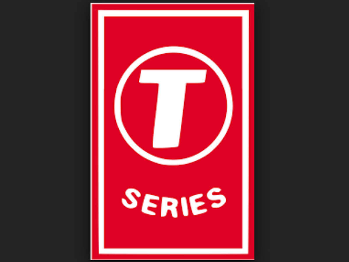 T-Series黑色背景標誌 壁紙 — 一個大膽的紅色矩形標誌，白色圓圈內包含大寫T和下方的SERIES字樣。