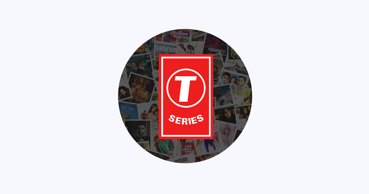 T Series音樂廠牌標誌，位於寶萊塢電影海報拼貼畫上方。