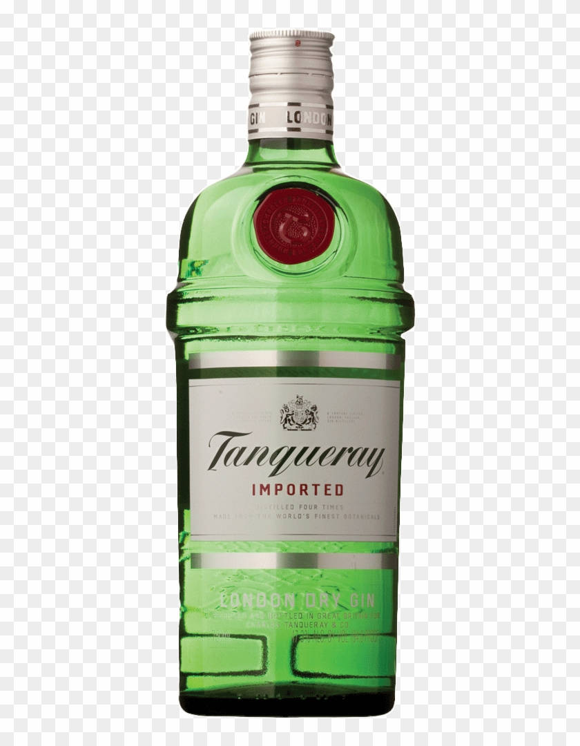Tanqueray倫敦乾金酒 壁紙 — 一瓶清澈的綠色玻璃瓶裝的Tanqueray London Dry Gin直立於透明格仔背景前。
