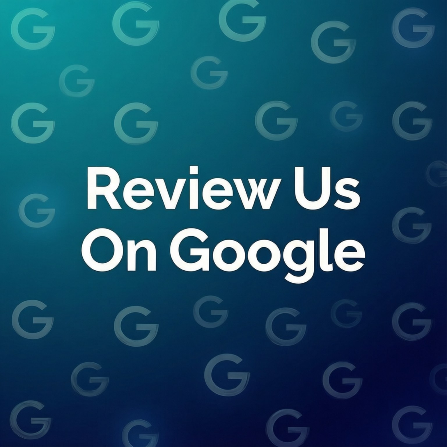 藍色背景，帶有 Google 標誌和文字「Review Us On Google」