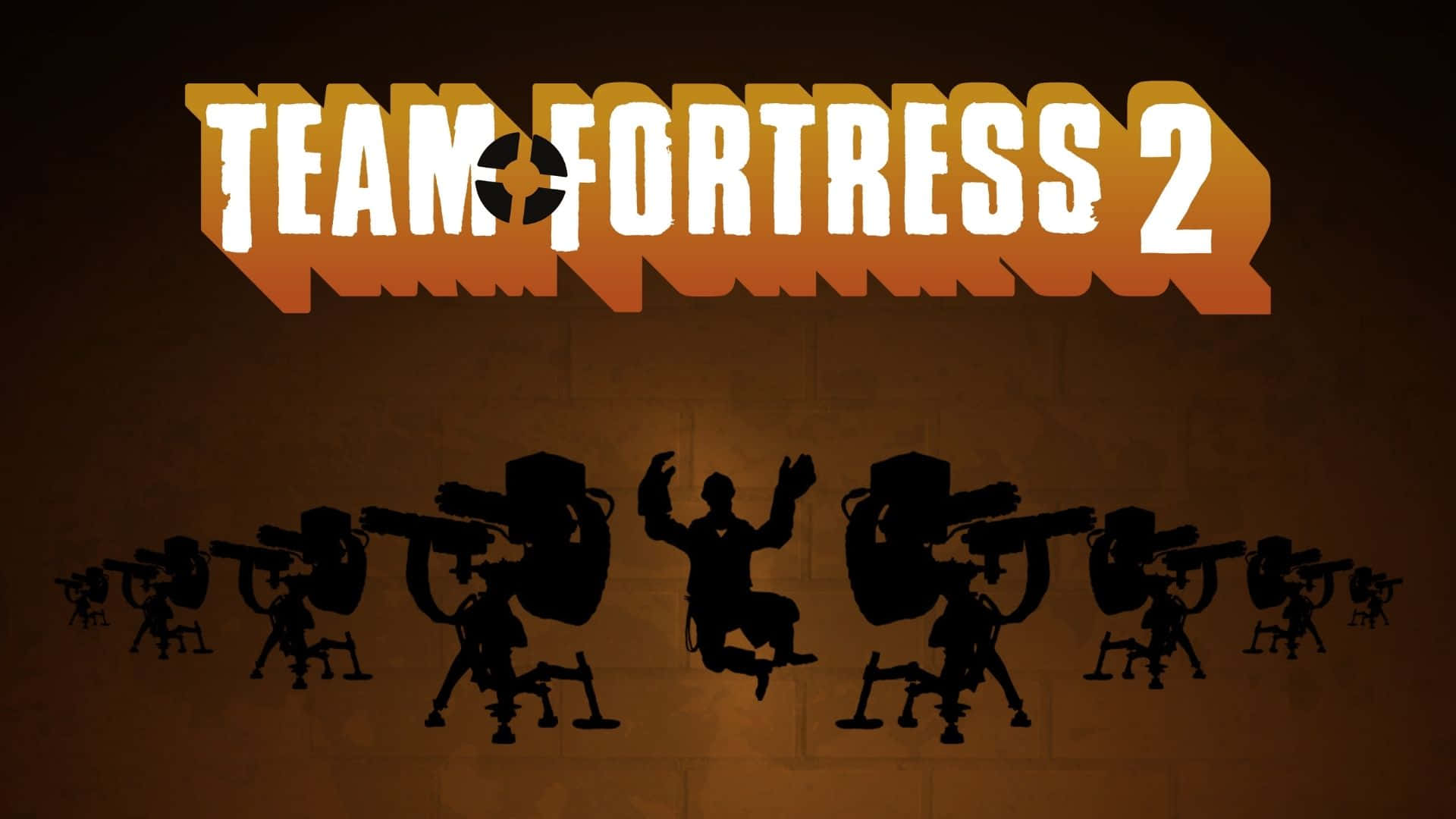 Team Fortress 2 遊戲標誌，下面有角色剪影