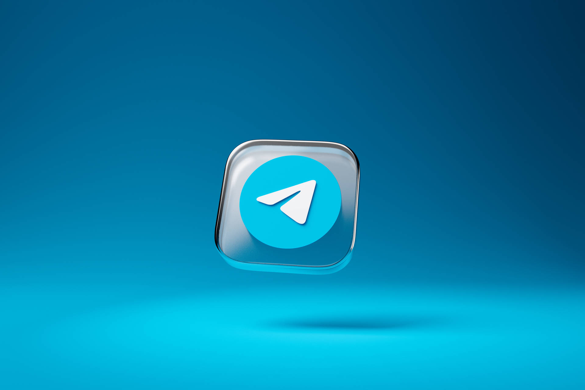 在漸變藍色背景上漂浮的Telegram應用程式圖示