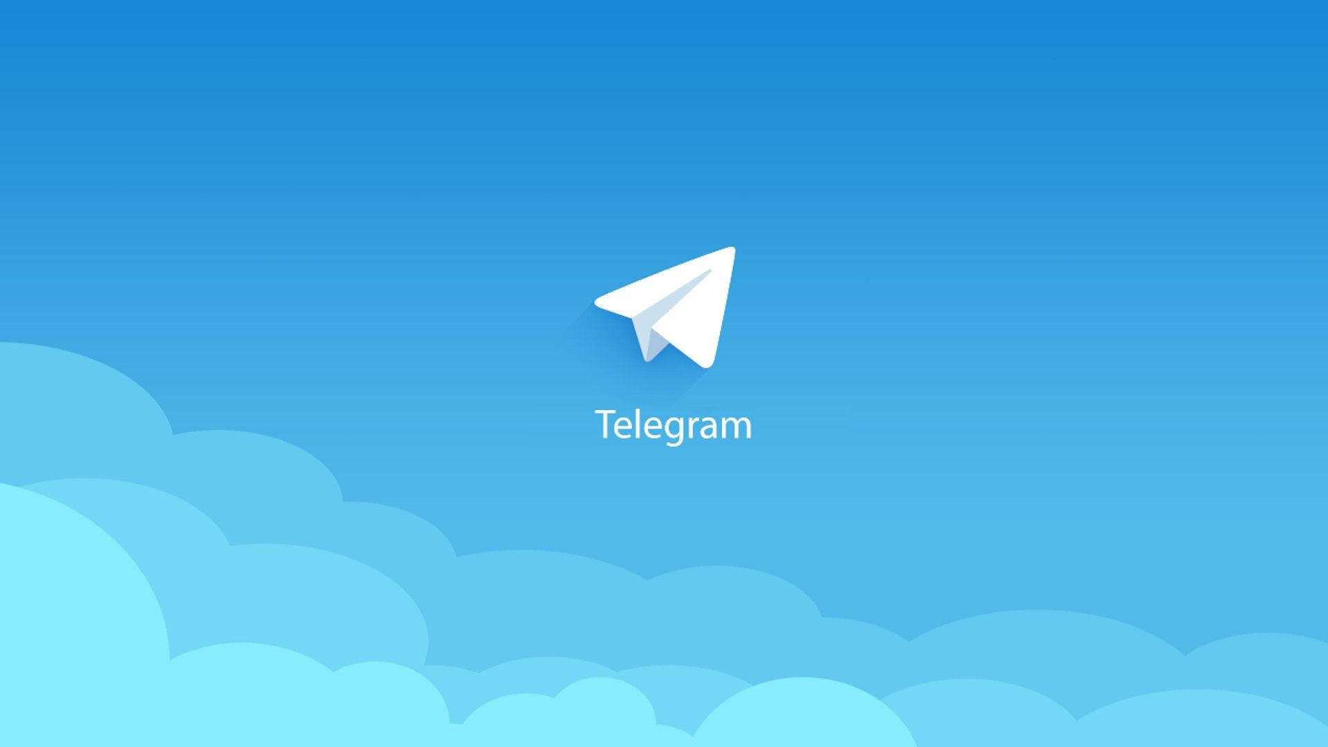 白色紙飛機標誌在雲朵上方，附有Telegram文字