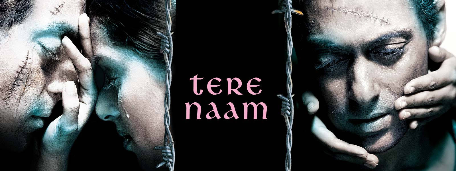 兩個縫合面孔的人被手和鐵絲網抓住，文字顯示為 tere naam。