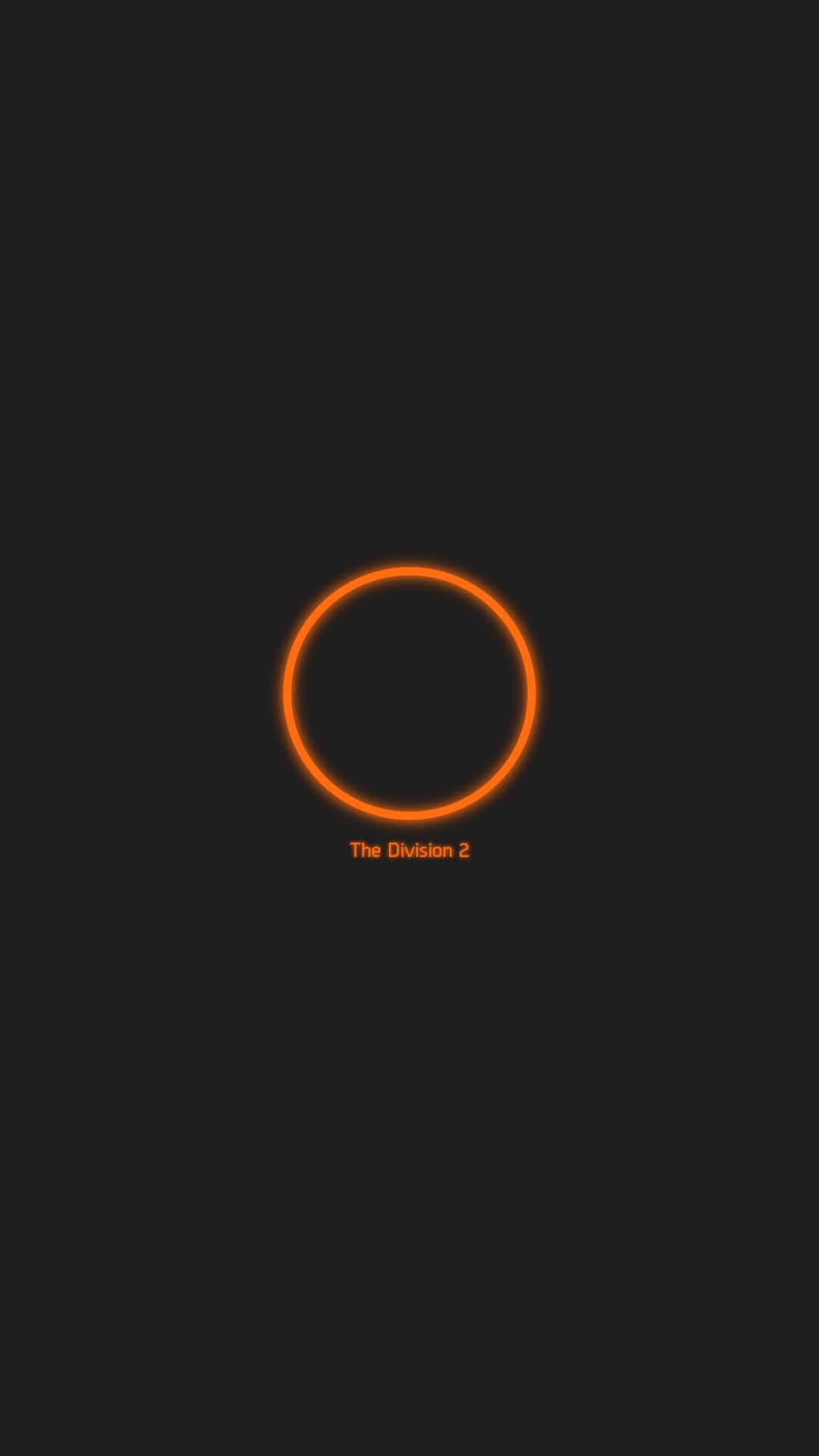 《The Division 2》橙色標誌安卓背景 壁紙 — 一個發光的橙色圓圈居中於黑色背景上，下方有 The Division 2 文字。