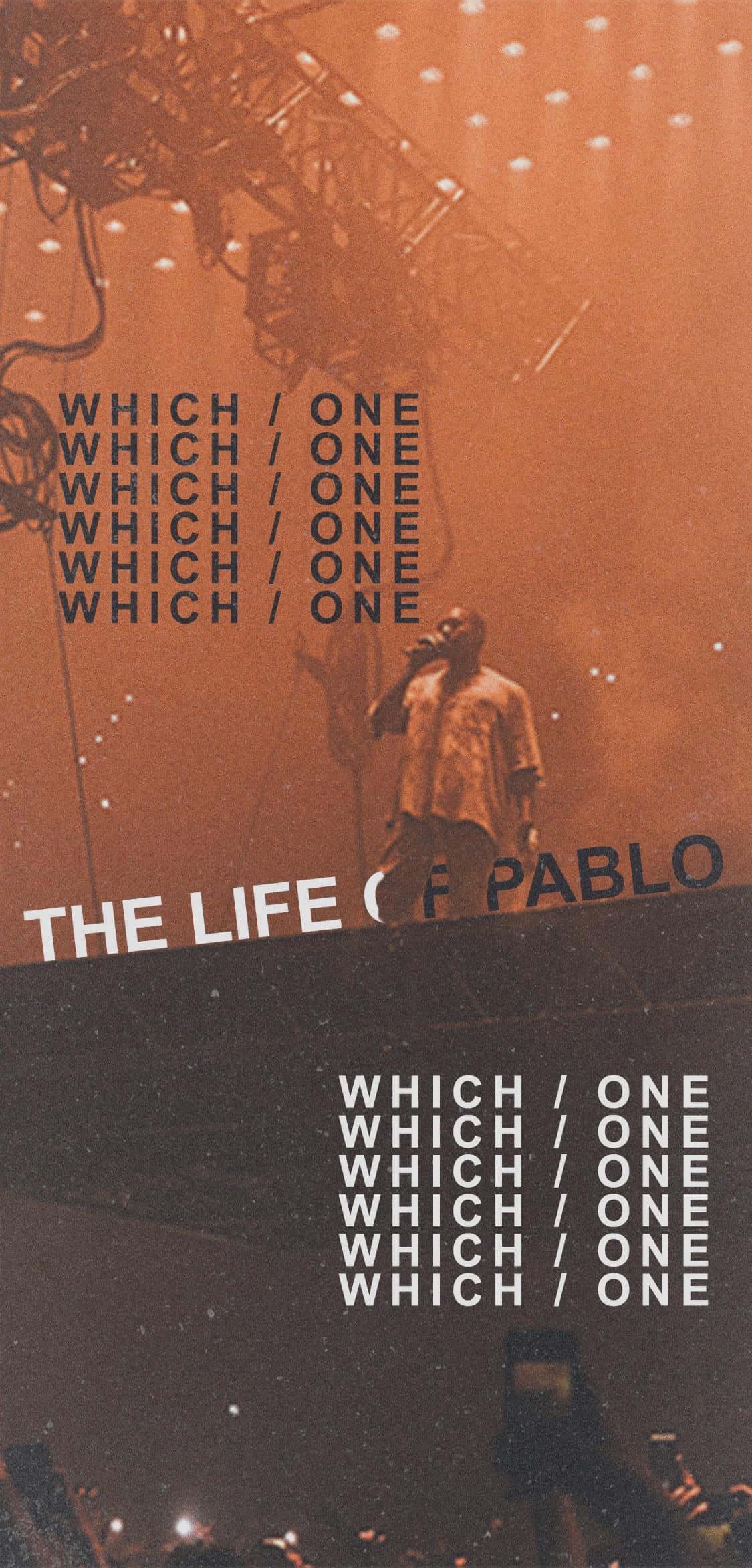 《The Life of Pablo》：獻給創意表達的讚歌 壁紙 — 舞台上嘅表演者沐浴喺溫暖橙色燈光中，重複文字同專輯標題清晰可見。