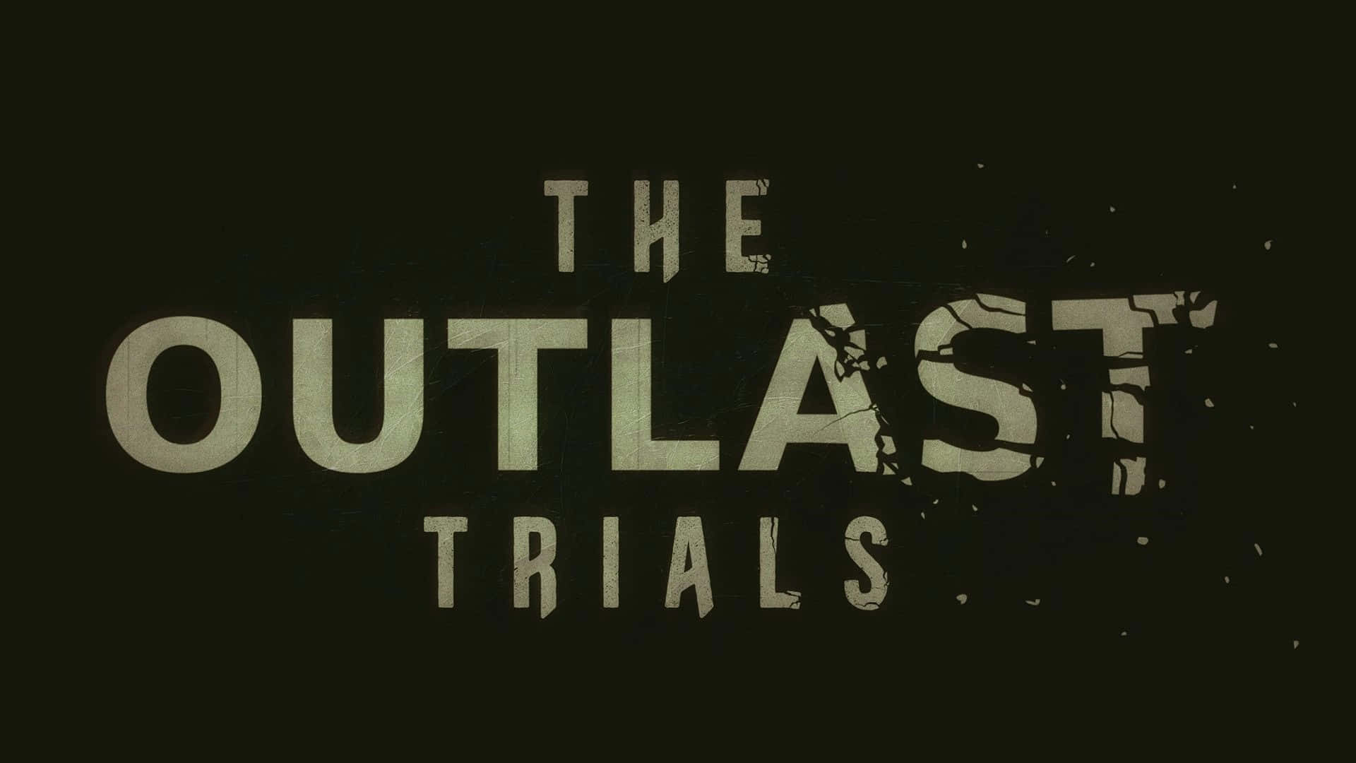  壁紙 — The Outlast Trials 標題標誌以破裂磨損字體呈現，背景為深色。