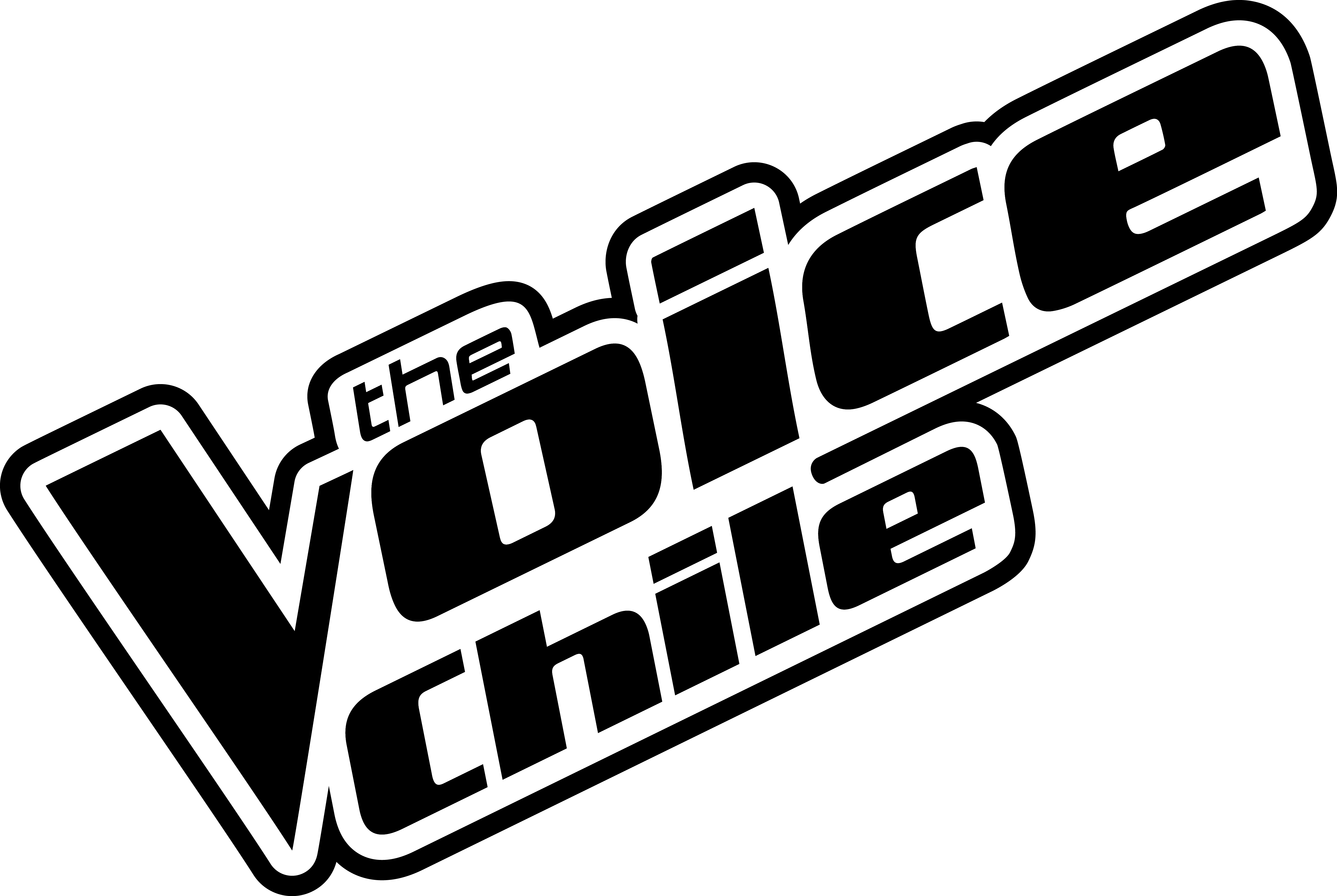 《The Voice Chile》標誌 壁紙 — The Voice Chile 嘅大膽黑白標誌，帶有風格化傾斜文字。